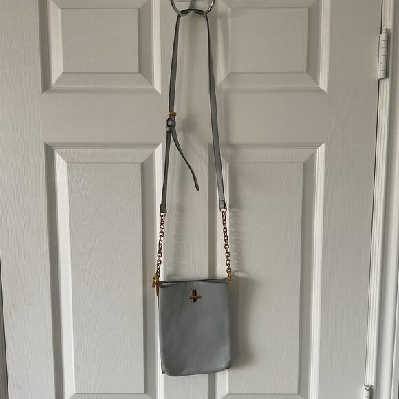 Thacker Leather Crossbody Bag In Mist Gold Chain Pippa Capsule New York - Picture 2 of 4